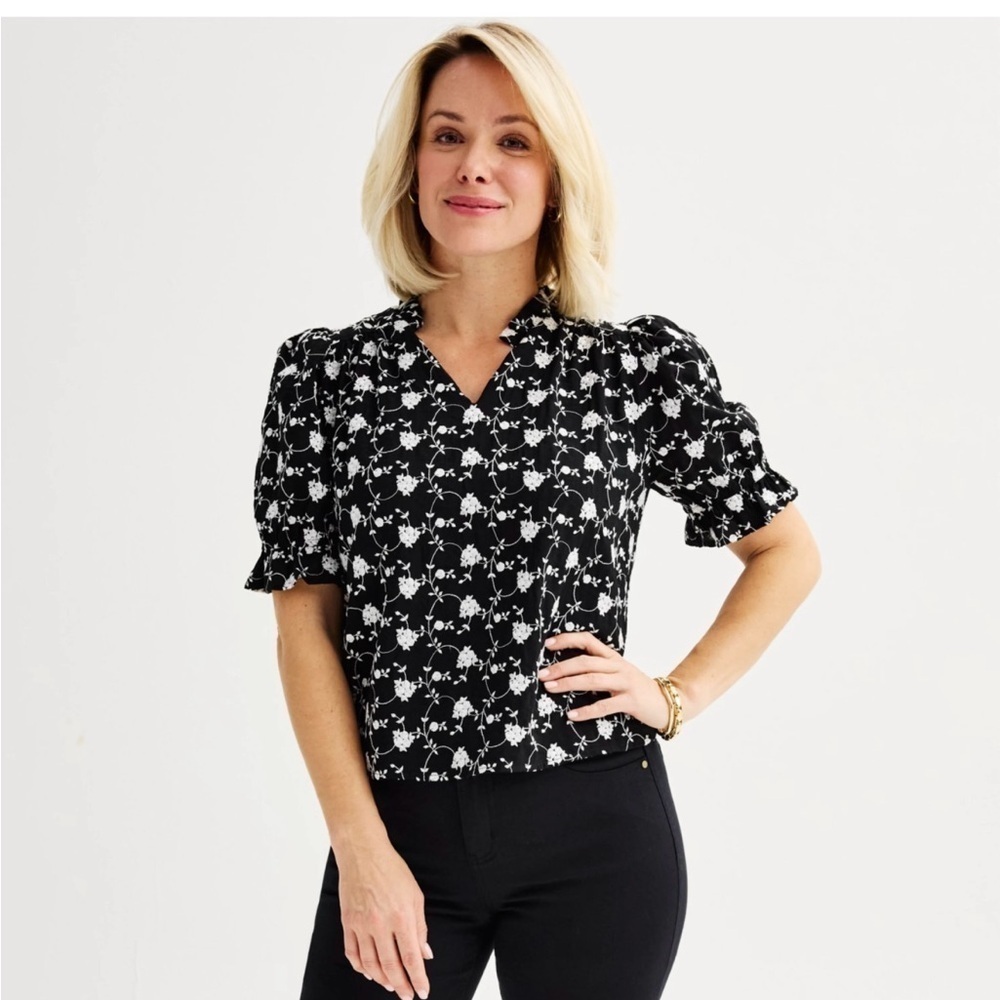 Draper James | Embroidered Floral Short Sleeve Top size XXL - Picture 3 of 9